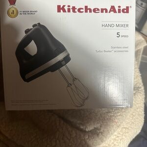 KitchenAid Black Hand Mixer with Stainless Steel Beaters